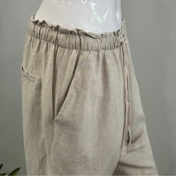 OYSHO Linen Blend Baggy Rise Pull On Pant - Picture 6 of 11